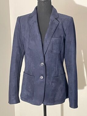 Tommy Hilfiger Navy Suede-Look Blazer Jacket 6
